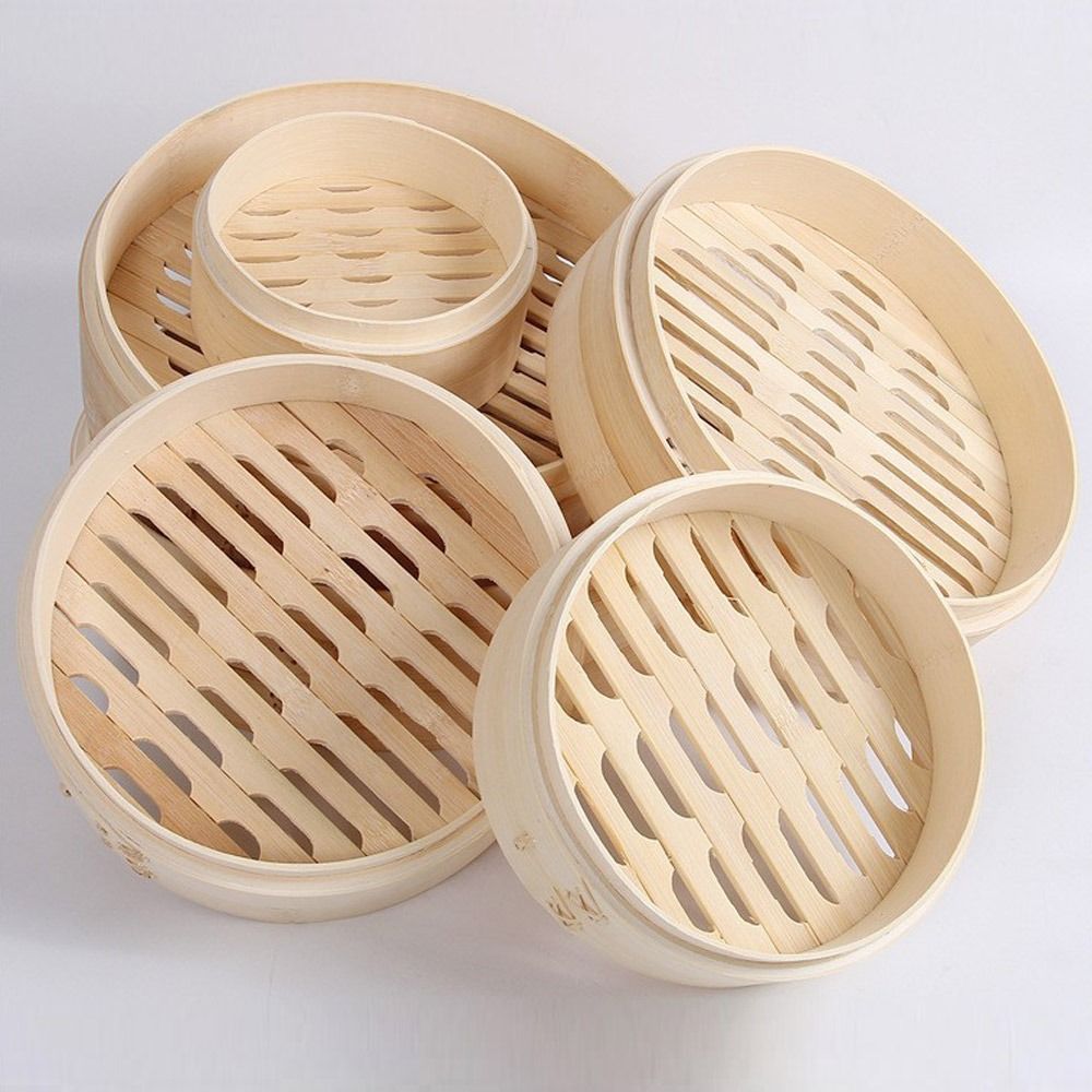 Bao Steamer Bamboo - Bambu Vapur Sepeti Kapaklı Hamur Vapur